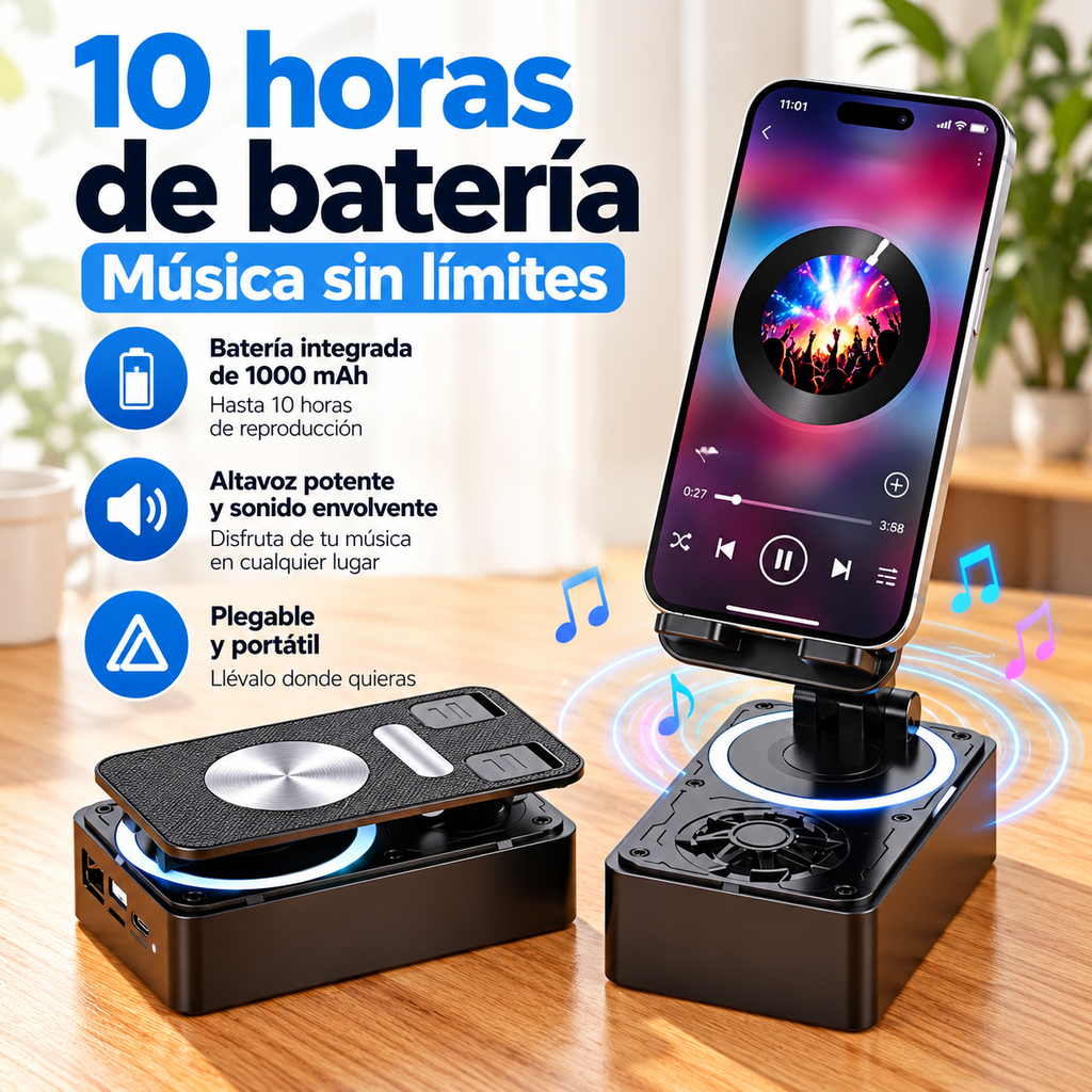 Volarito Soporte de móvil con altavoz y batería