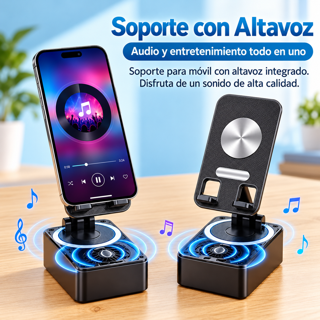 Volarito Soporte de móvil con altavoz y batería